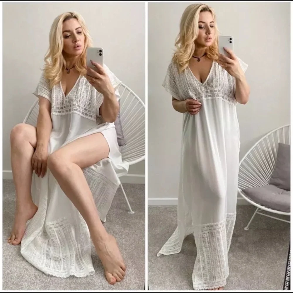 New Bohemian Crochet Detailed Tunic Maxi Dress - Picture 3 of 10